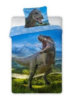 Pościel bawełniana 160x200 Dinozaur t rex 001 niebieska poszewka 70x80