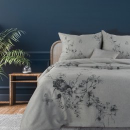 Pościel bawełniana 160x200 Palermo 3 szara kwiaty żakardowa z nadrukiem w kwiaty Terra Collection Eurofirany