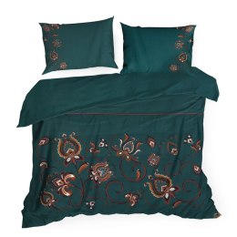 Pościel satynowa 160x200 Morocco 3 zielona butelkowa ornamenty w pudełku Terra Collection Eurofirany