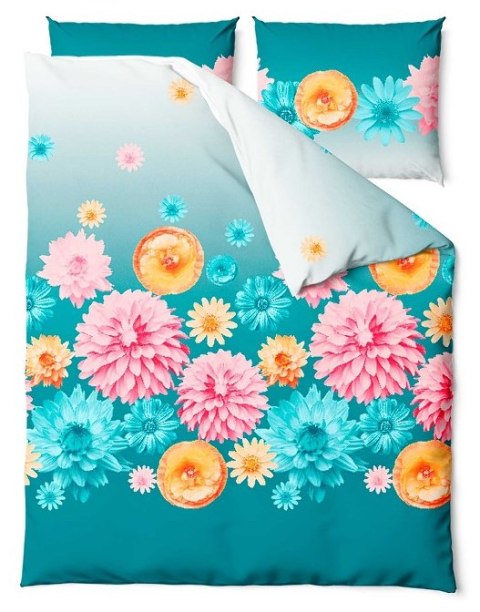 Pościel satynowa 220x200 Blossom turkusowa kolorowe kwiaty Satin Home 1 Pościel satynowa 220x200 Blossom turkusowa kolorowe kwiaty Satin Home 1