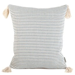 Poszewka dekoracyjna 45x45 Palermo 3 A granatowa ozdobiona pomponami Terra Collection Eurofirany