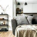 Poszewka dekoracyjna 45x45 Palermo 3 A granatowa ozdobiona pomponami Terra Collection Eurofirany Poszewka dekoracyjna 45x45 Palermo 3 A granatowa ozdobiona pomponami Terra Collection Eurofirany