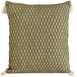 Poszewka dekoracyjna 60x60 Monte 6 C oliwkowa ozdobiona pomponami Terra Collection Eurofirany