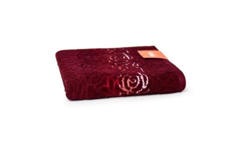 Ręcznik Rosso 50x90 bordowy frotte 500 g/m2 jednobarwny żakardowy z bordiurą o motywie różyczek Ręcznik Rosso 50x90 bordowy frotte 500 g/m2 jednobarwny żakardowy z bordiurą o motywie różyczek