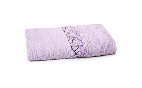 Ręcznik Rosso 70x140 wrzosowy frotte 500 g/m2 jednobarwny żakardowy z bordiurą o motywie różyczek Ręcznik Rosso 70x140 wrzosowy frotte 500 g/m2 jednobarwny żakardowy z bordiurą o motywie różyczek