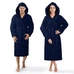 Szlafrok z kapturem frotte Robin XXL granatowy bawełniany hotelowy 450g/m2