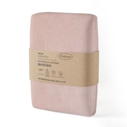 Zasłona 140x250 Avinion 2 pudrowa gotowa na przelotkach z tkaniny płóciennym splocie Terra Collection Eurofirany