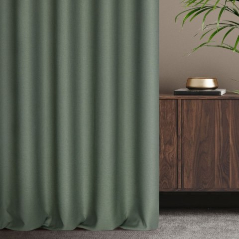 Zasłona 140x250 Monte 4 oliwkowa zielona gotowa na przelotkach z miękkiej tkaniny welurowej o drobnym splocie Terra Collection E Zasłona 140x250 Monte 4 oliwkowa zielona gotowa na przelotkach z miękkiej tkaniny welurowej o drobnym splocie Terra Collection E