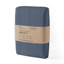 Zasłona 140x250 Palermo 4 dżinsowa niebieska gotowa na przelotkach z miękkiej tkaniny o drobnym splocie Terra Collection Eurofir