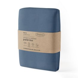 Zasłona 140x250 Palermo 6 niebieska gotowa na przelotkach z miękkiej tkaniny z efektem melanżu Terra Collection Eurofirany