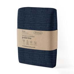 Zasłona 140x270 Palermo 1 granatowa gotowa na taśmie z miękkiej szenilowej tkaniny przetykanej srebrną nitką Terra Collection Eu