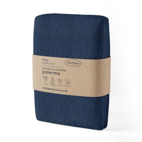 Zasłona 140x270 Palermo 5 niebieska ciemna gotowa na taśmie gotowa na przelotkach z miękkiej tkaniny z efektem melanżu Terra Col Zasłona 140x270 Palermo 5 niebieska ciemna gotowa na taśmie gotowa na przelotkach z miękkiej tkaniny z efektem melanżu Terra Col