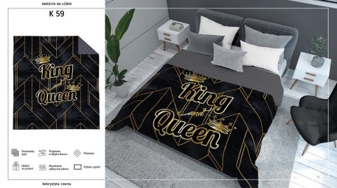 Narzuta dekoracyjna 170x210 King&Queen Król Królowa czarna złota szara K_59 112 Bedspread Narzuta dekoracyjna 170x210 King&Queen Król Królowa czarna złota szara K_59 112 Bedspread