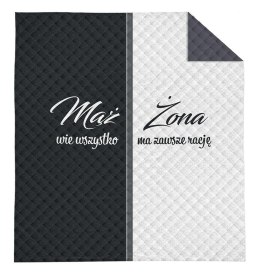 Narzuta dekoracyjna 170x210 Mąż Żona biała czarna szara K_58 112 Bedspread