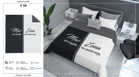 Narzuta dekoracyjna 170x210 Mąż Żona biała czarna szara K_58 112 Bedspread Narzuta dekoracyjna 170x210 Mąż Żona biała czarna szara K_58 112 Bedspread