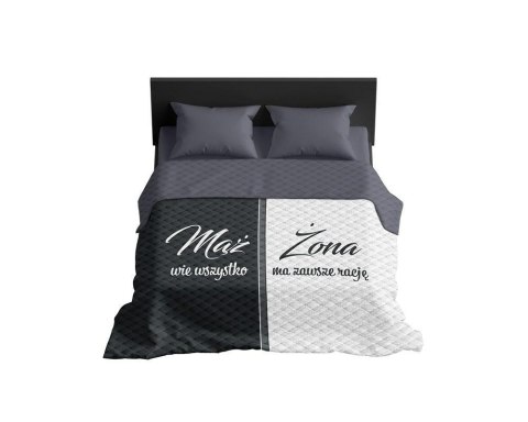 Narzuta dekoracyjna 170x210 Mąż Żona biała czarna szara K_58 112 Bedspread Narzuta dekoracyjna 170x210 Mąż Żona biała czarna szara K_58 112 Bedspread