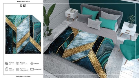Narzuta dekoracyjna 170x210 turkusowa złota geometria K_61 112 Bedspread Narzuta dekoracyjna 170x210 turkusowa złota geometria K_61 112 Bedspread
