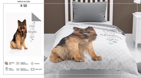 Narzuta dziecięca 170x210 pies owczarek biała szara K_50 113 Bedspread Narzuta dziecięca 170x210 pies owczarek biała szara K_50 113 Bedspread
