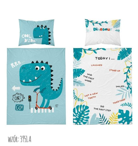 Pościel bambusowa 90x120 3951 A Dinozaur turkusowa biała mam już tyle miesięcy i dni poszewka 40x60 dziecięca Bambus 103 Pościel bambusowa 90x120 3951 A Dinozaur turkusowa biała mam już tyle miesięcy i dni poszewka 40x60 dziecięca Bambus 103