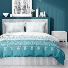 Pościel bawełniana 140x200 biała miętowa ornamenty z jedną poszewką 3777 B Bawełna 5