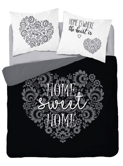 Pościel bawełniana 160x200 Home sweet Home serca czarna biała 3753 A Holland 78 Pościel bawełniana 160x200 Home sweet Home serca czarna biała 3753 A Holland 78