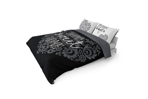 Pościel bawełniana 160x200 Home sweet Home serca czarna biała 3753 A Holland 78 Pościel bawełniana 160x200 Home sweet Home serca czarna biała 3753 A Holland 78
