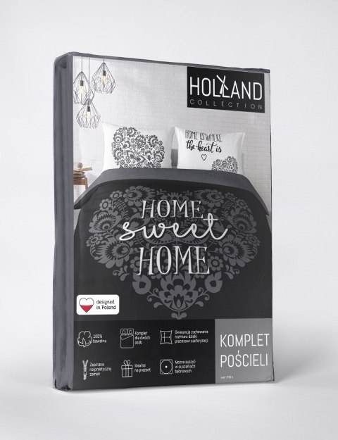 Pościel bawełniana 160x200 Home sweet Home serca czarna biała 3753 A Holland 78 Pościel bawełniana 160x200 Home sweet Home serca czarna biała 3753 A Holland 78