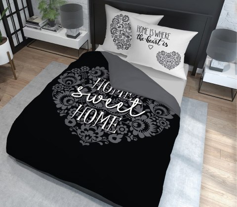 Pościel bawełniana 160x200 Home sweet Home serca czarna biała 3753 A Holland 78 Pościel bawełniana 160x200 Home sweet Home serca czarna biała 3753 A Holland 78