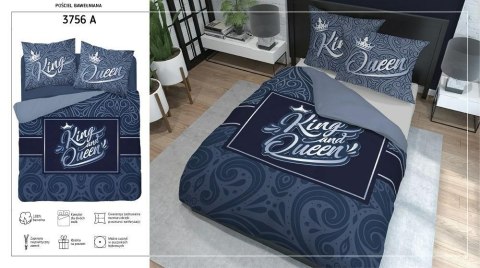Pościel bawełniana 160x200 King and Queen Król i Królowa granatowa 3756 A Holland 78 Pościel bawełniana 160x200 King and Queen Król i Królowa granatowa 3756 A Holland 78
