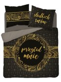 Pościel bawełniana 160x200 Przytul mnie czarna złota 3755 A Holland 78 Pościel bawełniana 160x200 Przytul mnie czarna złota 3755 A Holland 78