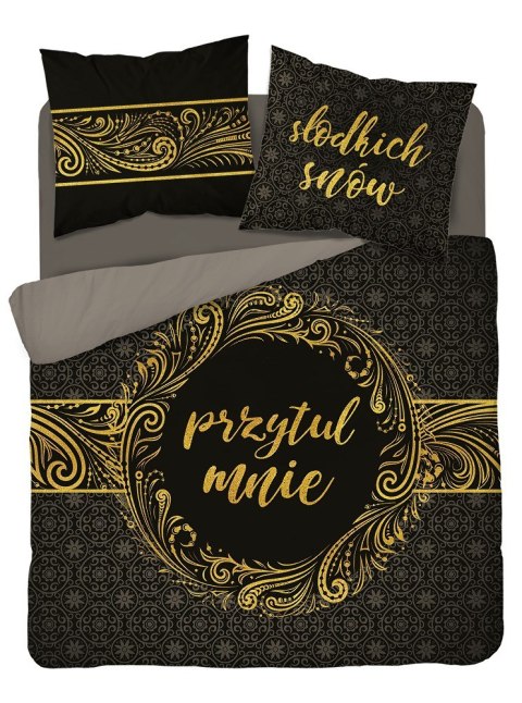 Pościel bawełniana 160x200 Przytul mnie czarna złota 3755 A Holland 78 Pościel bawełniana 160x200 Przytul mnie czarna złota 3755 A Holland 78