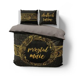 Pościel bawełniana 160x200 Przytul mnie czarna złota 3755 A Holland 78