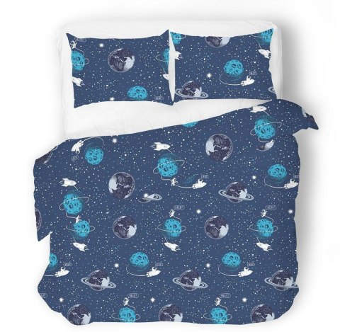 Pościel satynowa 140x200 granatowa kosmos z jedną poszewką SE-52A Exclusive 2 Pościel satynowa 140x200 granatowa kosmos z jedną poszewką SE-52A Exclusive 2