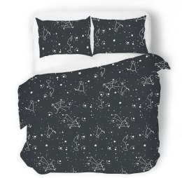 Pościel satynowa 160x200 czarna biała gwiazdozbiór zodiak SE-53A Exclusive 2