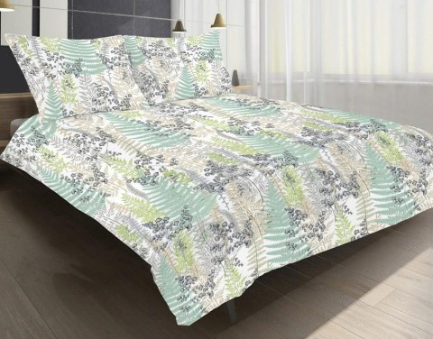 Pościel satynowa 160x200 miętowa szara paprocie SE-49A Exclusive 2 Pościel satynowa 160x200 miętowa szara paprocie SE-49A Exclusive 2