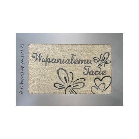 Prezent dla Taty ręcznik 70x140 Wspaniałemu Tacie kremowy serduszka w pudełku na Dzień Taty motylki Prezent dla Taty ręcznik 70x140 Wspaniałemu Tacie kremowy serduszka w pudełku na Dzień Taty motylki