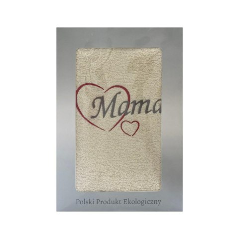 Prezent dla mamy ręcznik 70x140 Mama kremowy serduszka w pudełku na Dzień Matki Prezent dla mamy ręcznik 70x140 Mama kremowy serduszka w pudełku na Dzień Matki