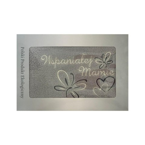 Prezent dla mamy ręcznik 70x140 Wspaniałej Mamie szary jasny serduszka w pudełku na Dzień Matki motylki Prezent dla mamy ręcznik 70x140 Wspaniałej Mamie szary jasny serduszka w pudełku na Dzień Matki motylki
