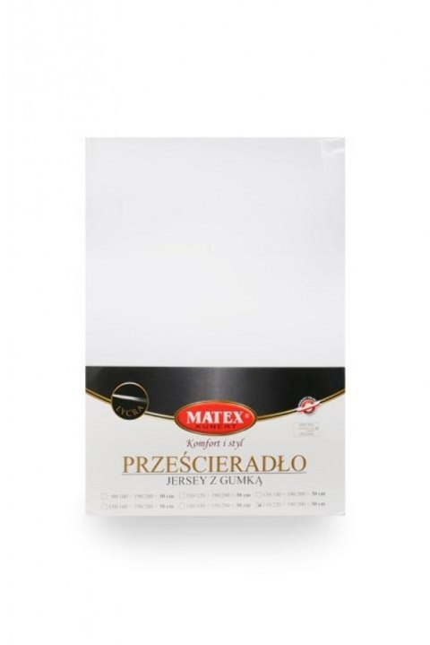 Prześcieradło jersey 130/140x190/200 z lycrą białe z gumką na wysoki materac 30 cm Jersey 2 Prześcieradło jersey 130/140x190/200 z lycrą białe z gumką na wysoki materac 30 cm Jersey 2
