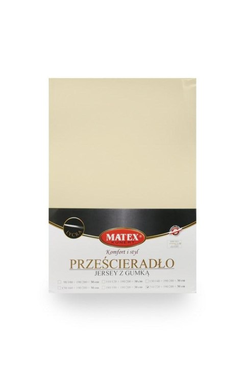 Prześcieradło jersey 150/160x190/200 z lycrą kremowe z gumką na wysoki materac 30 cm Jersey 2 Prześcieradło jersey 150/160x190/200 z lycrą kremowe z gumką na wysoki materac 30 cm Jersey 2