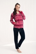 Dres damski 305 XXL bordowy w paski welurowy Dres damski 305 XXL bordowy w paski welurowy