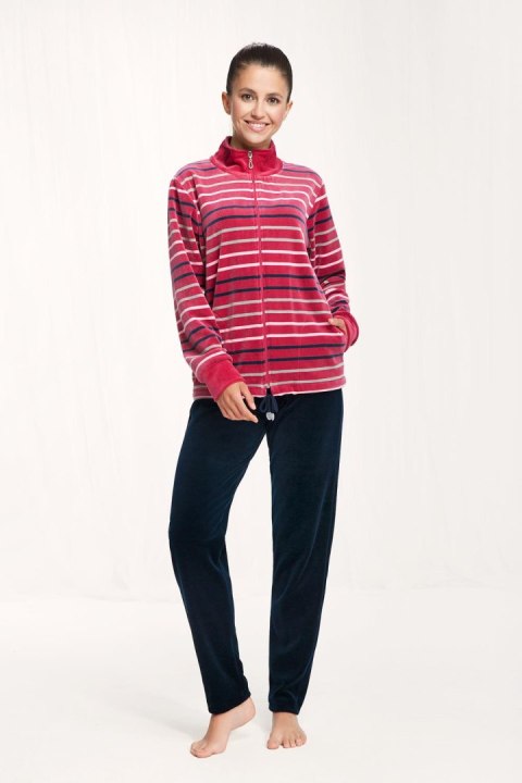 Dres damski 305 L bordowy w paski welurowy Dres damski 305 L bordowy w paski welurowy