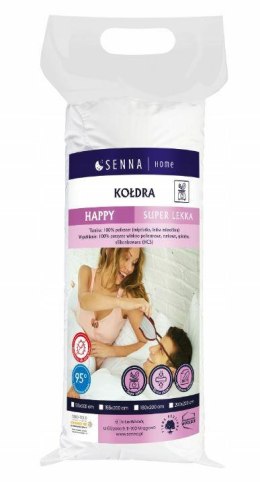 Kołdra antyalergiczna 180x200 Happy letnia super lekka 540 g biała poliestrowa mikrofaza zwijana w rulon Inter Widex