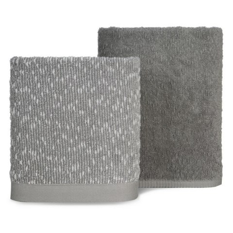 Komplet ręczników 2 szt. Tamina srebrny stalowy 50x90 70x140 550 g/m2 Eurofirany Komplet ręczników 2 szt. Tamina srebrny stalowy 50x90 70x140 550 g/m2 Eurofirany