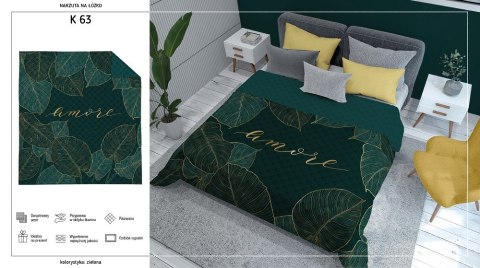 Narzuta dekoracyjna 170x210 Amore liście zielona ciemna złota K_63 112 Bedspread Narzuta dekoracyjna 170x210 Amore liście zielona ciemna złota K_63 112 Bedspread