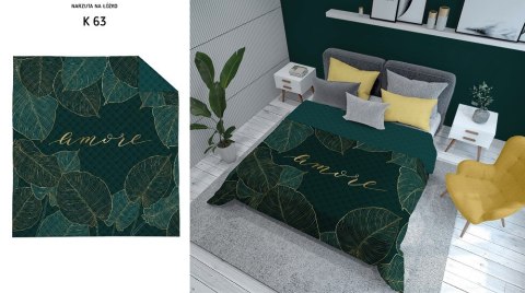 Narzuta dekoracyjna 170x210 Amore liście zielona ciemna złota K_63 112 Bedspread Narzuta dekoracyjna 170x210 Amore liście zielona ciemna złota K_63 112 Bedspread