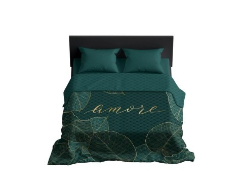 Narzuta dekoracyjna 170x210 Amore liście zielona ciemna złota K_63 112 Bedspread Narzuta dekoracyjna 170x210 Amore liście zielona ciemna złota K_63 112 Bedspread