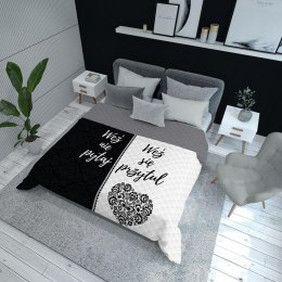 Narzuta dekoracyjna 170x210 Weź nie pytaj Weź się przytul biała czarna szara K_64 112 Bedspread