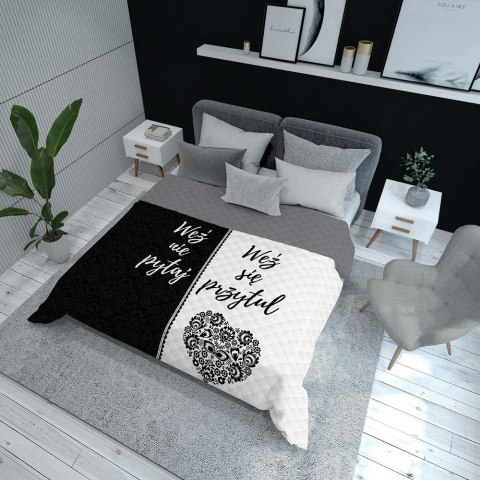Narzuta dekoracyjna 170x210 Weź nie pytaj Weź się przytul biała czarna szara K_64 112 Bedspread Narzuta dekoracyjna 170x210 Weź nie pytaj Weź się przytul biała czarna szara K_64 112 Bedspread