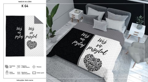 Narzuta dekoracyjna 170x210 Weź nie pytaj Weź się przytul biała czarna szara K_64 112 Bedspread Narzuta dekoracyjna 170x210 Weź nie pytaj Weź się przytul biała czarna szara K_64 112 Bedspread